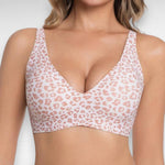 Wireless Deep V Push Up Bra Bras Pink Leopard / S