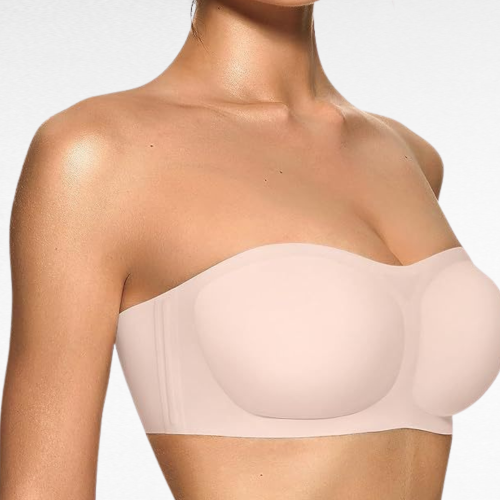 Wireless Strapless Push-Up Bandeau Bra Pink-Nude / S