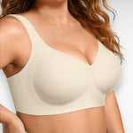 Wireless V-Neck Full Coverage Bra Bras Beige / S