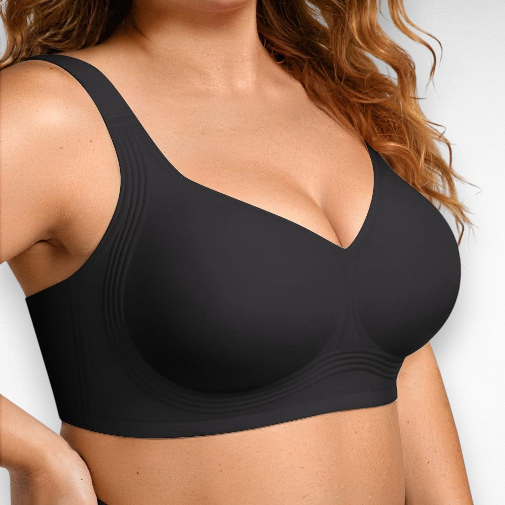 Wireless V-Neck Full Coverage Bra Bras Black / S