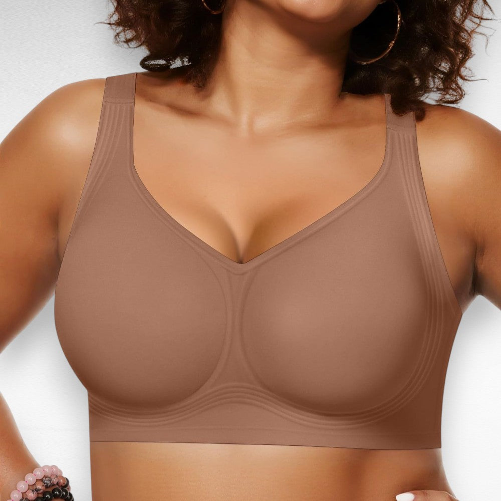 Wireless V-Neck Full Coverage Bra Bras Coffee / S
