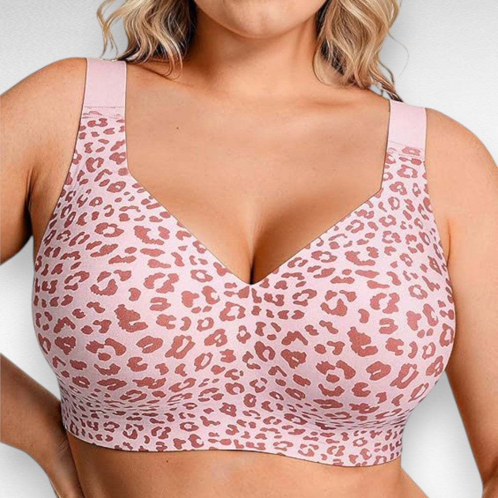 Wireless V-Neck Full Coverage Bra Bras Pink Leopard / S