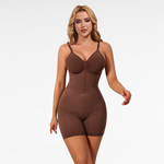 Zip-Up Tummy Control Bodysuit Bodysuits Brown / XS